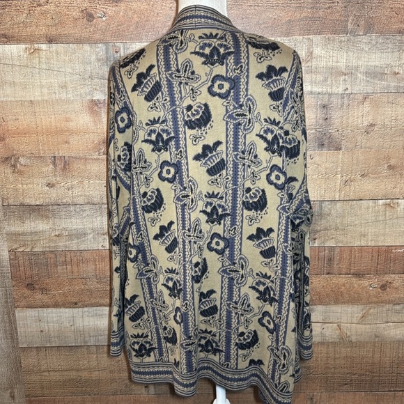 Peruvian Connection Floral Vines Print Knit Cardigan Women's size M Pima Cotton - Picture 3 of 7